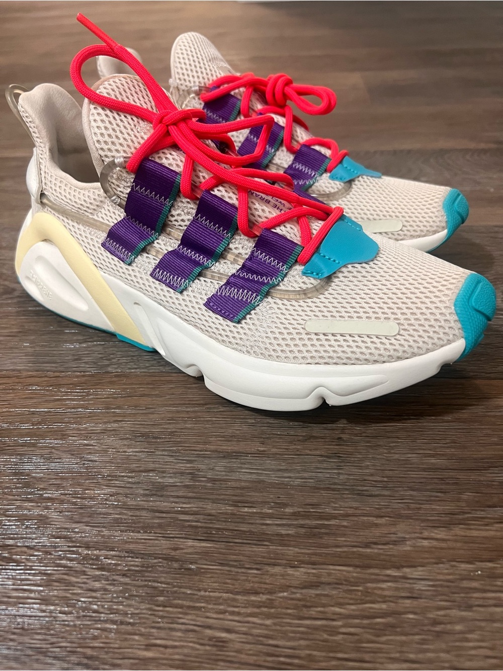 adidas Women's Beige Mesh Sneakers with Teal, Purple & Red Accents/A732